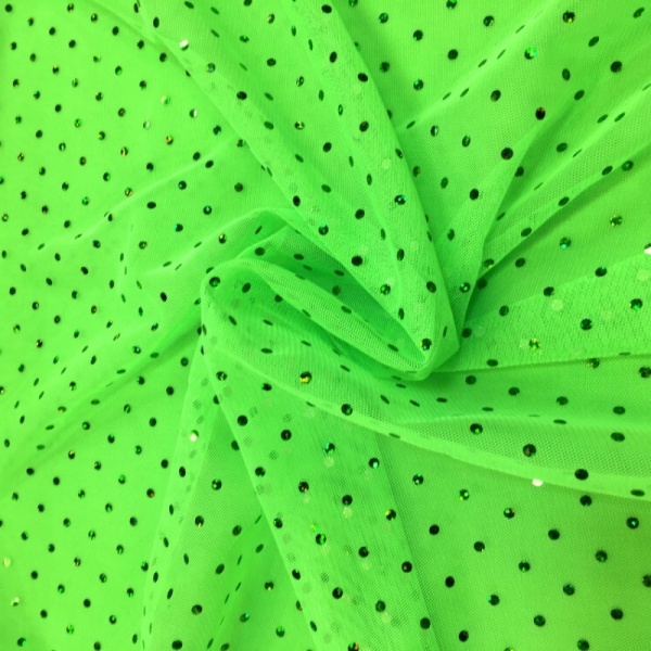 Bright Green Hologram Sequin Net